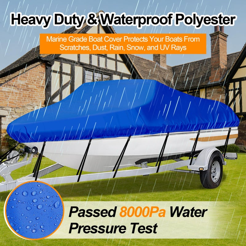 iCover غطاء قارب قابل للسحب iCOVER - 23'-24' غطاء تارس ثقيل مقاوم للماء مع حقيبة تخزين، يناسب هياكل V، صيد الأسماك والتزلج، أسلوب احترافي، قوارب صيد، قوارب سريعة، بطول يصل إلى 23 قدم - 24 قدم وعرض 102 بوصة - Image 4